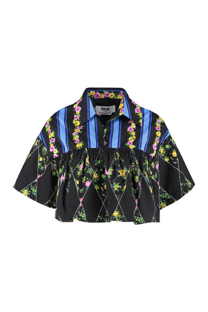 Floral print cotton blouse-0